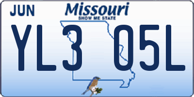 MO license plate YL3O5L