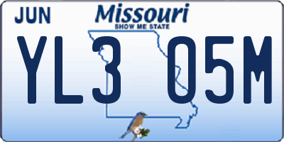 MO license plate YL3O5M