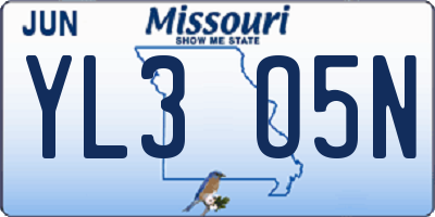 MO license plate YL3O5N