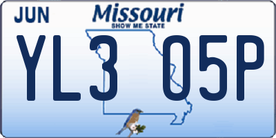 MO license plate YL3O5P