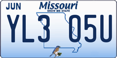 MO license plate YL3O5U