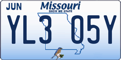 MO license plate YL3O5Y