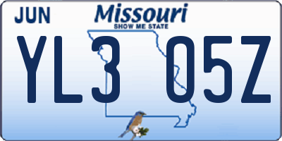 MO license plate YL3O5Z