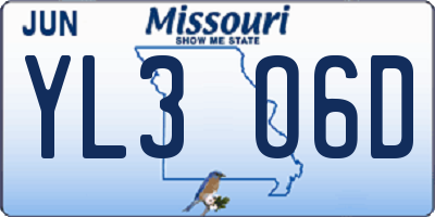 MO license plate YL3O6D