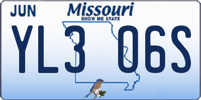 MO license plate YL3O6S