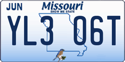 MO license plate YL3O6T