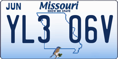 MO license plate YL3O6V