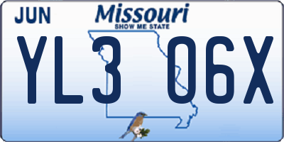 MO license plate YL3O6X