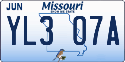 MO license plate YL3O7A