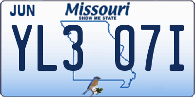 MO license plate YL3O7I