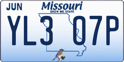 MO license plate YL3O7P