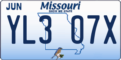 MO license plate YL3O7X