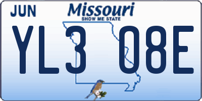 MO license plate YL3O8E