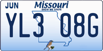 MO license plate YL3O8G