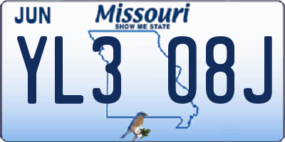 MO license plate YL3O8J