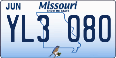 MO license plate YL3O8O