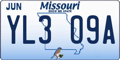 MO license plate YL3O9A