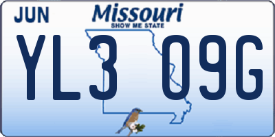 MO license plate YL3O9G