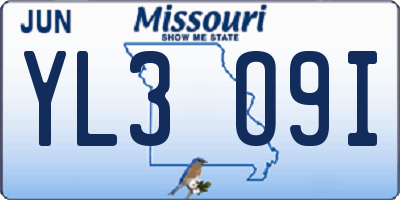 MO license plate YL3O9I