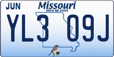 MO license plate YL3O9J