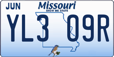 MO license plate YL3O9R