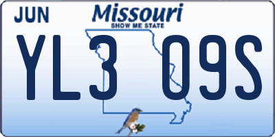 MO license plate YL3O9S