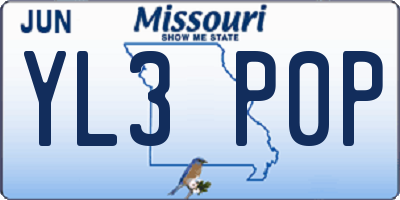 MO license plate YL3P0P