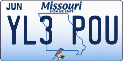 MO license plate YL3P0U