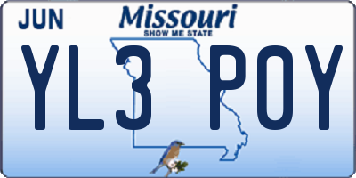 MO license plate YL3P0Y