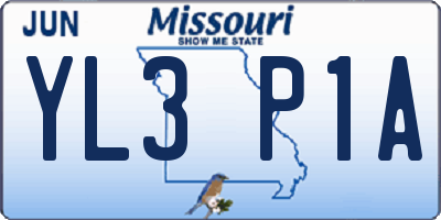 MO license plate YL3P1A