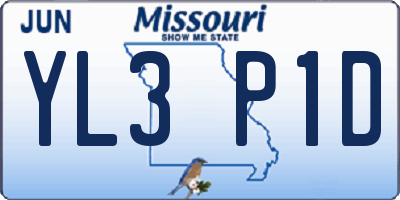 MO license plate YL3P1D