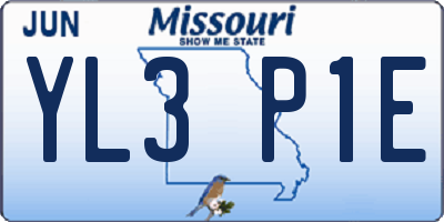 MO license plate YL3P1E