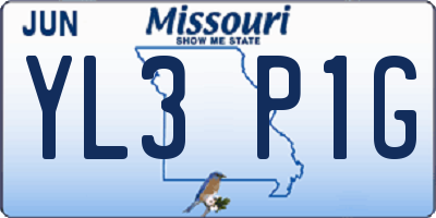 MO license plate YL3P1G