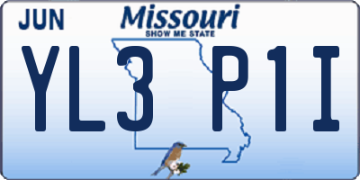 MO license plate YL3P1I