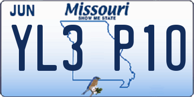 MO license plate YL3P1O