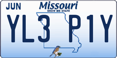 MO license plate YL3P1Y