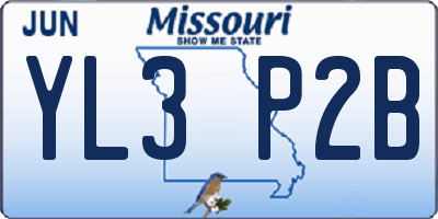 MO license plate YL3P2B