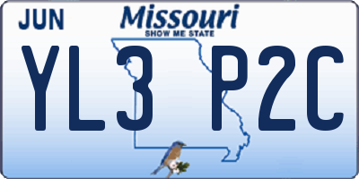 MO license plate YL3P2C