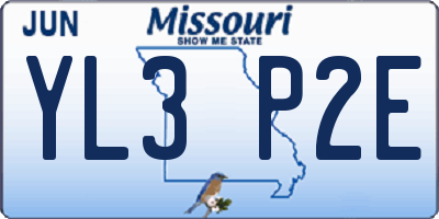 MO license plate YL3P2E
