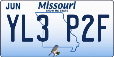 MO license plate YL3P2F
