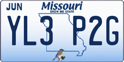MO license plate YL3P2G