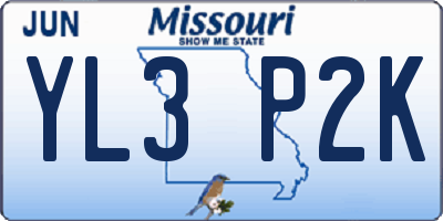 MO license plate YL3P2K