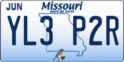MO license plate YL3P2R