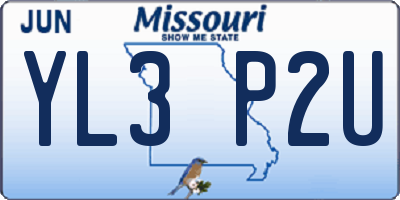 MO license plate YL3P2U