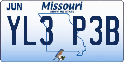 MO license plate YL3P3B
