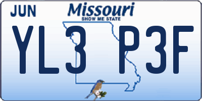 MO license plate YL3P3F