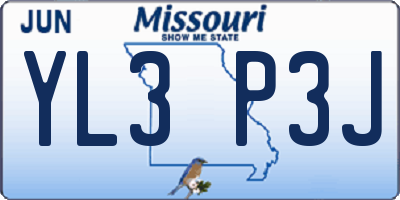 MO license plate YL3P3J