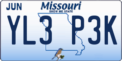 MO license plate YL3P3K