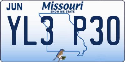 MO license plate YL3P3O