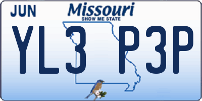 MO license plate YL3P3P